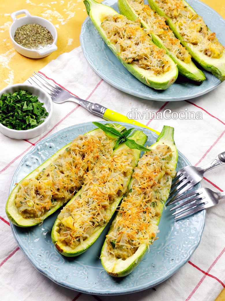 calabacines rellenos de atun