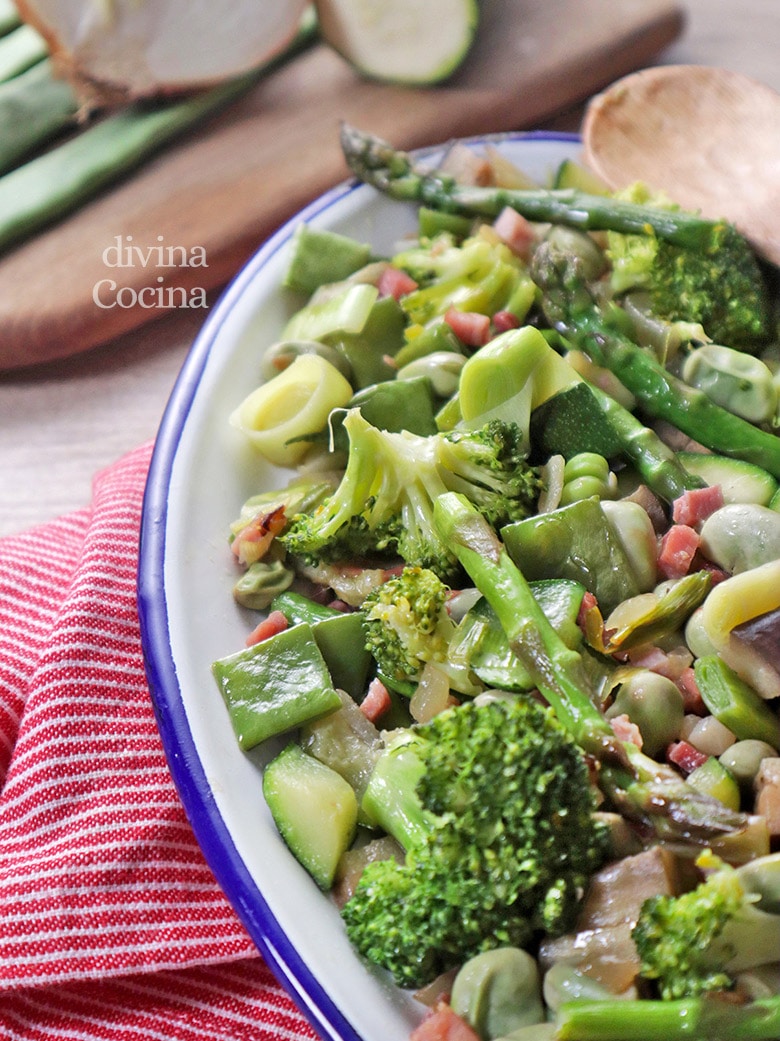 salteado de verduras con jamon