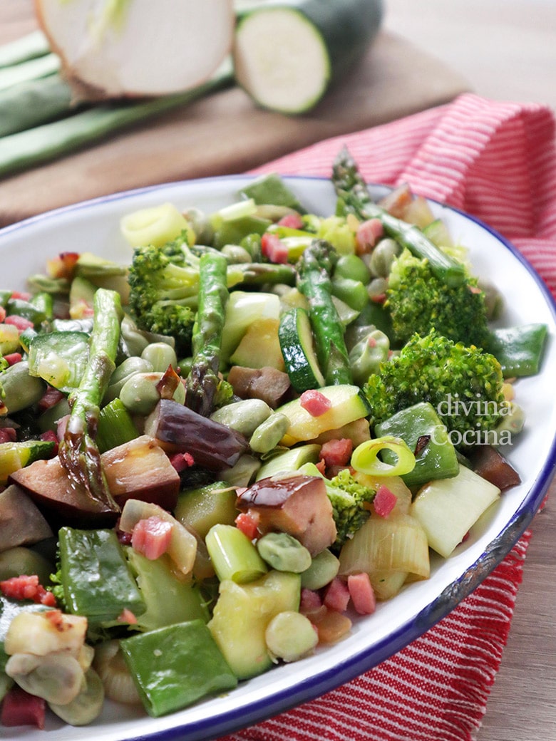 salteado de verduras con jamon