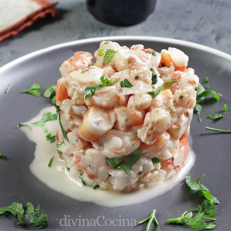 tartar langostinos gambas