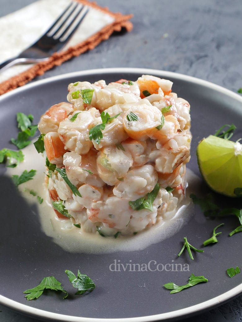 tartar langostinos gambas