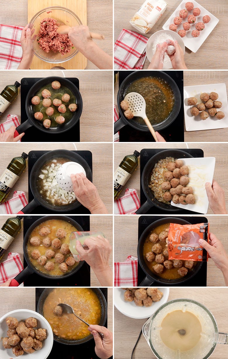 albondigas salsa almendras paso paso