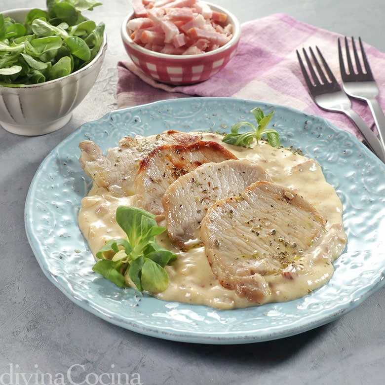 lomo de cerdo carbonara