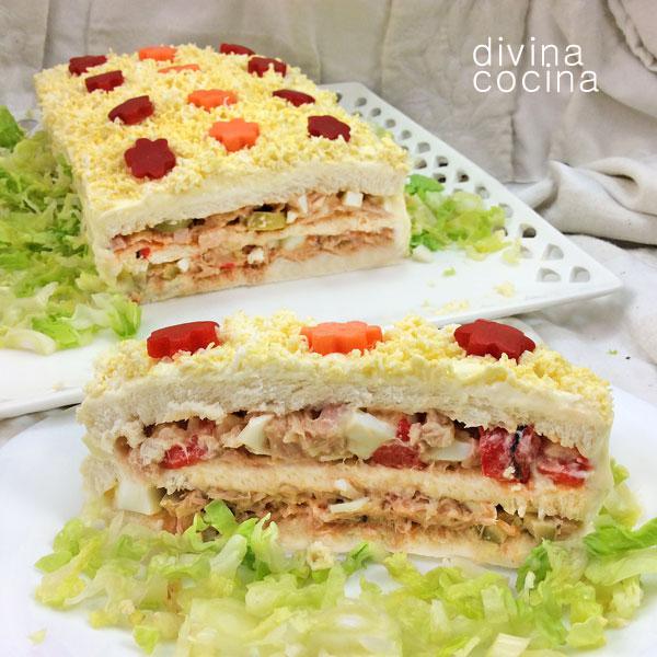 Pastel de sandwich con pan de molde - Receta de DIVINA COCINA