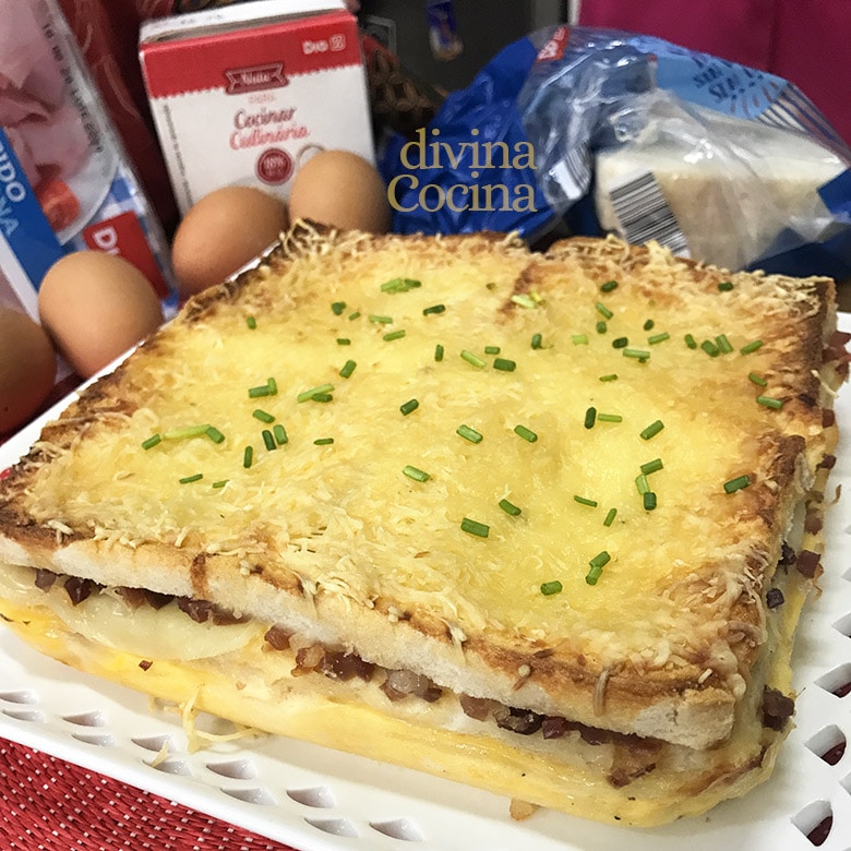 pastel de pan de molde jamon queso