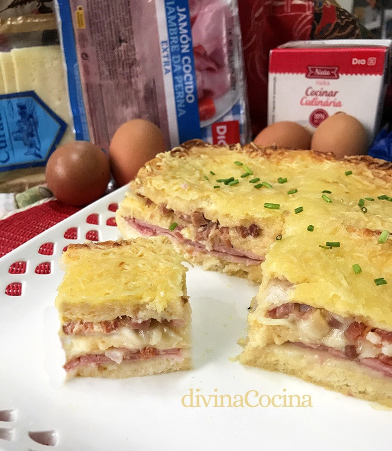 pastel de pan de molde jamon queso 