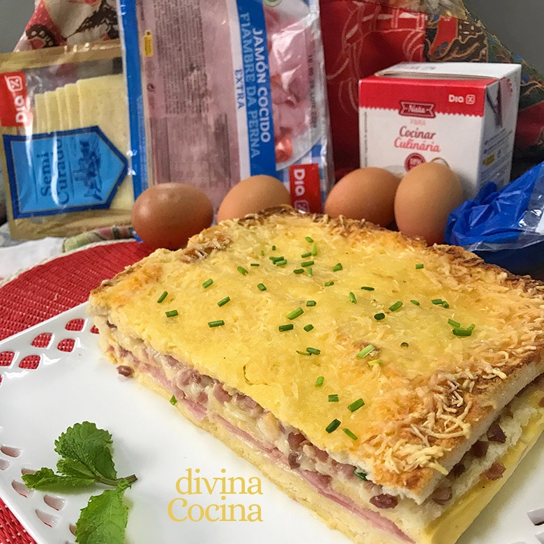 pastel de pan de molde jamon queso 