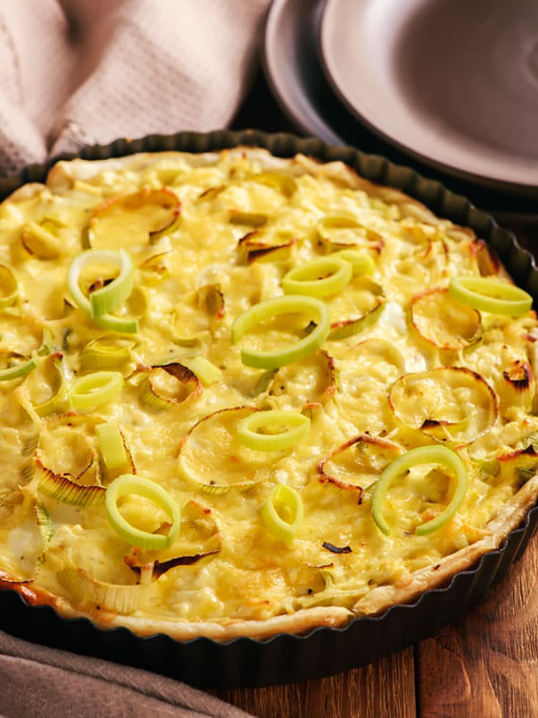 quiche de puerros y jamon