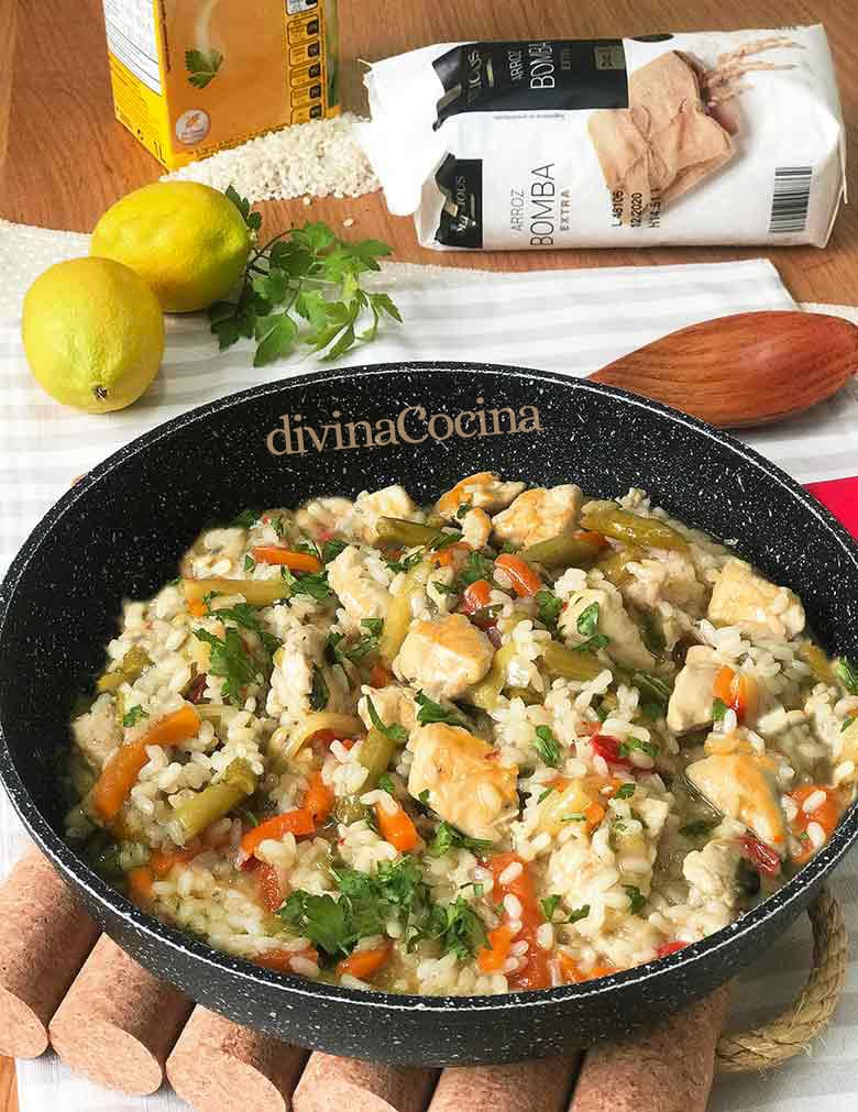 arroz con pollo y verduras