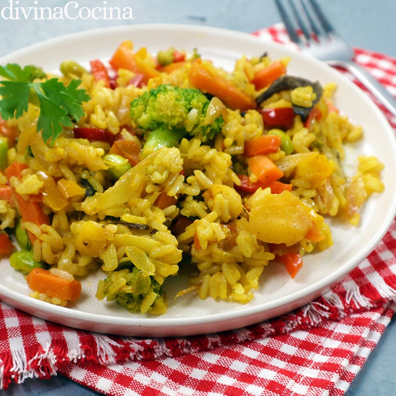 arroz curry verduras