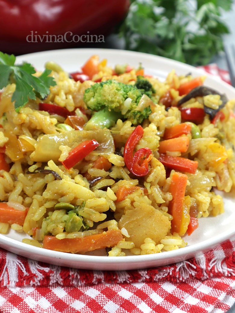 arroz curry verduras