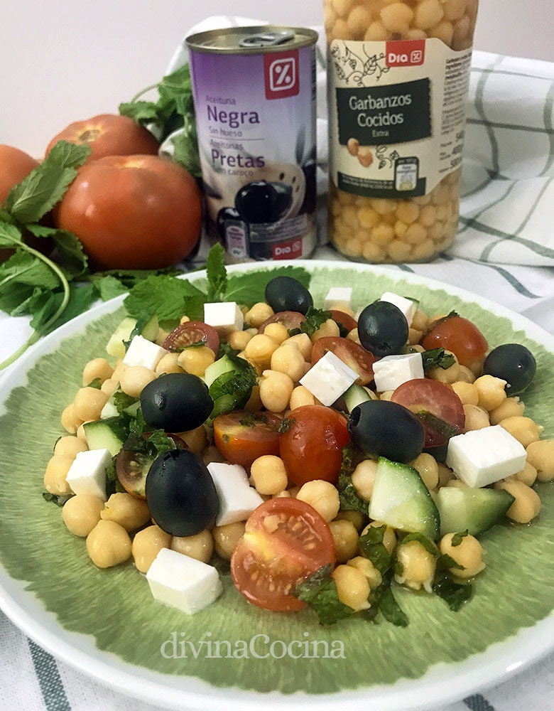 ensalada de garbanzos estilo griego