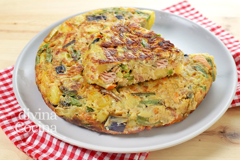 tortilla de patatas atun y verdura