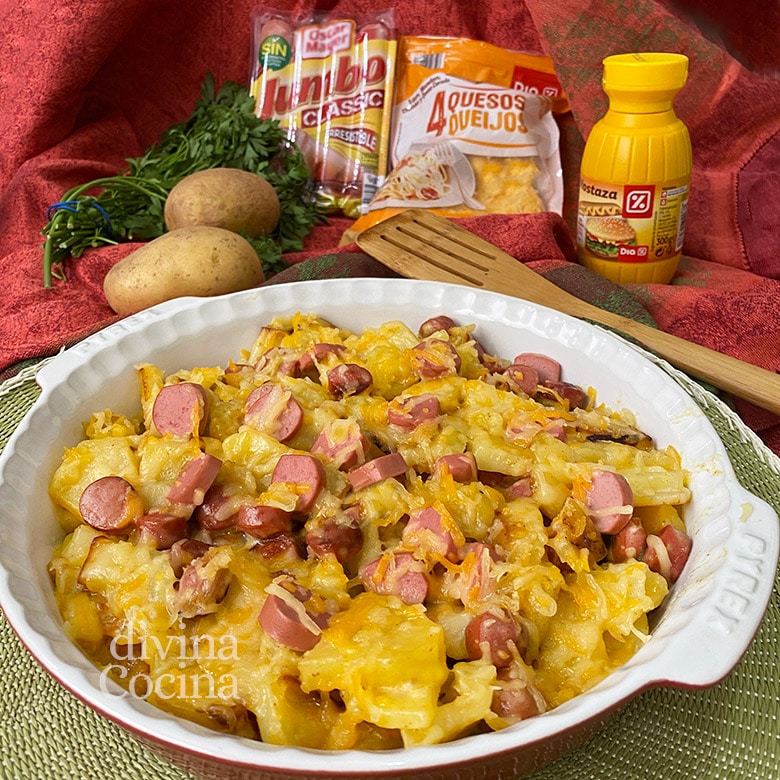 graten de patatas con salchichas