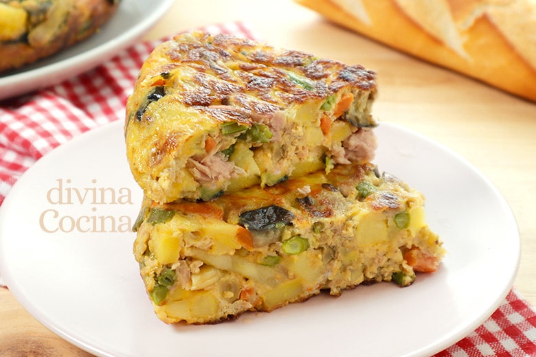 tortilla de patatas atun y verdura