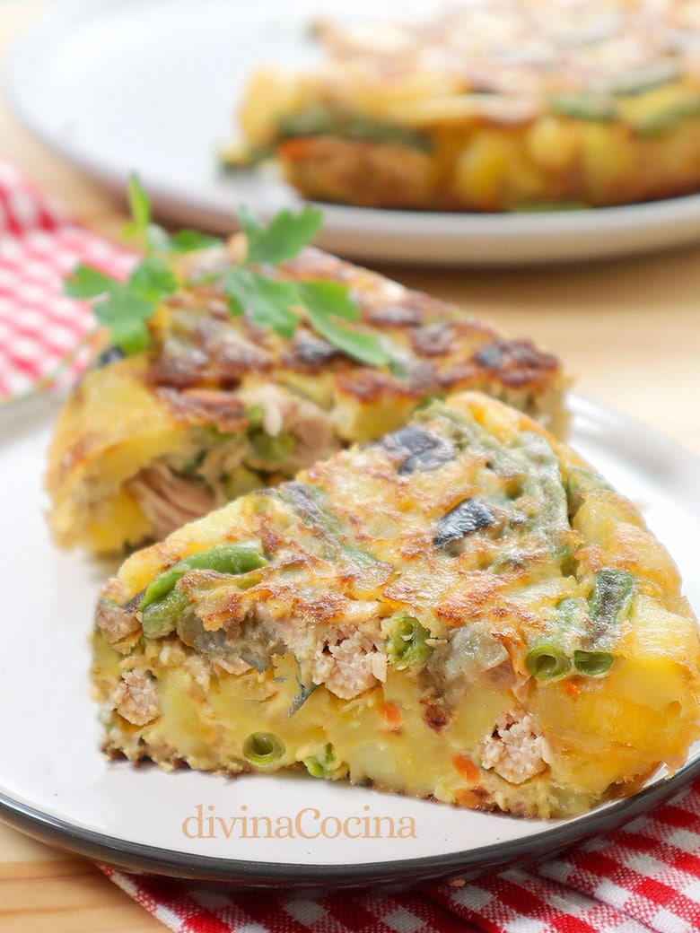 tortilla de patatas atun y verdura