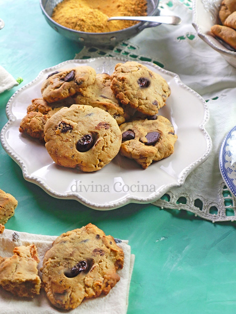 Cookies con pepitas de chocolate. Receta fácil y rápida. (Con o sin gluten)  