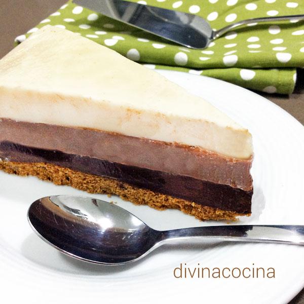 Tarta tres chocolates sin lactosa - Receta de DIVINA COCINA