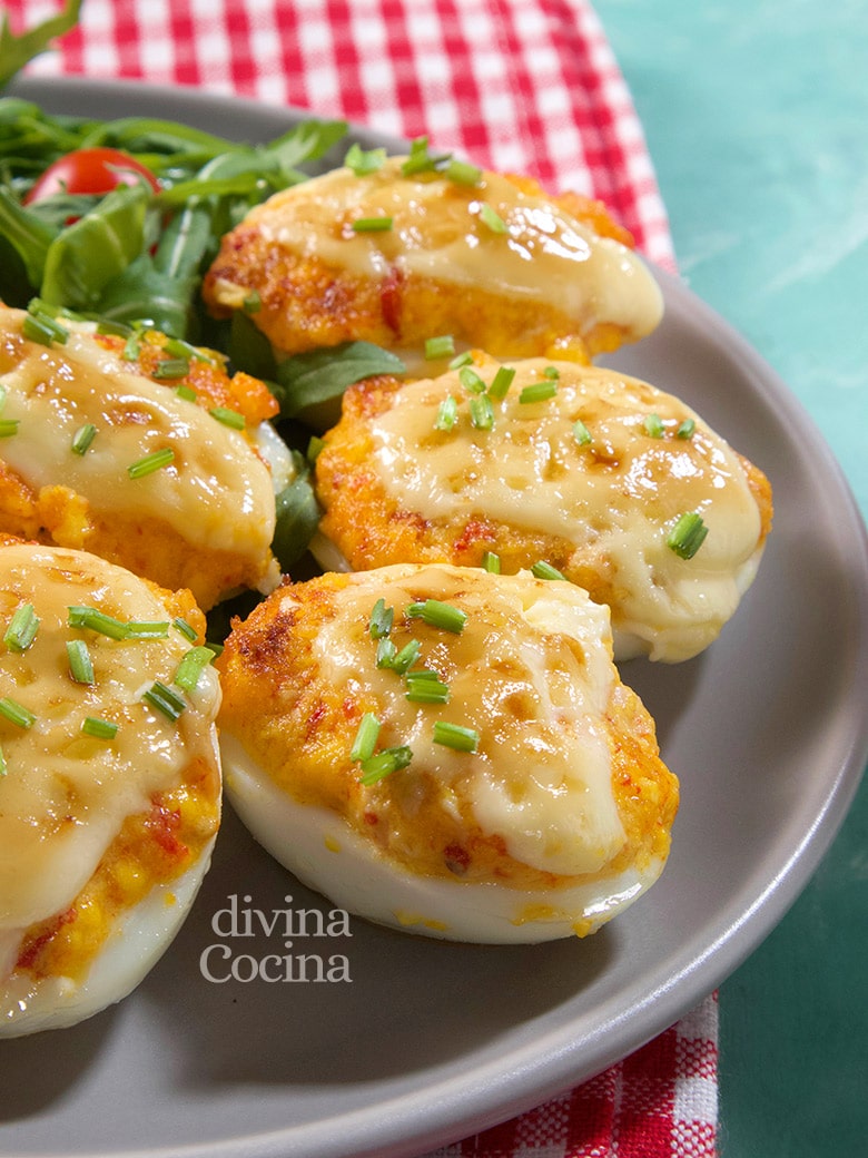 huevos rellenos de tun al horno