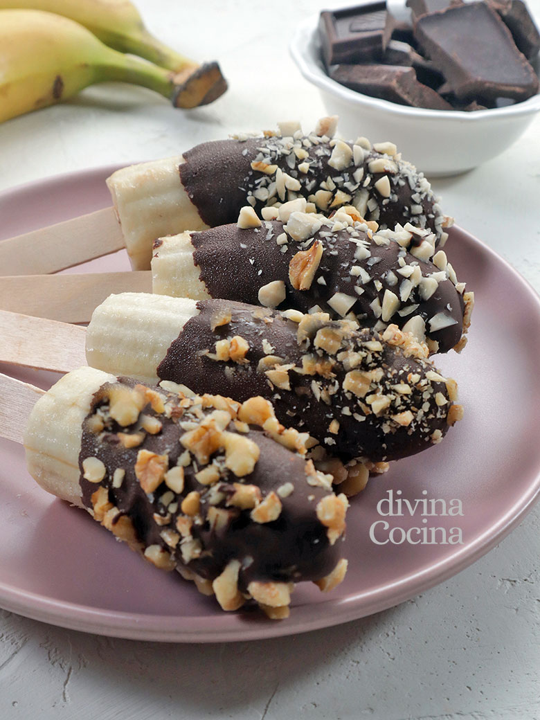 polos de platano y chocolate