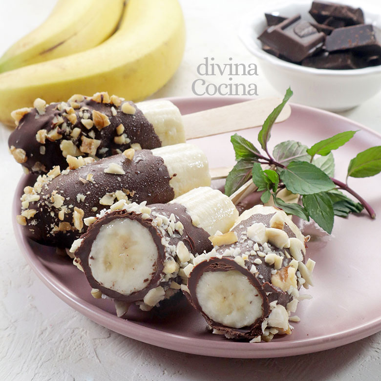 polos de platano y chocolate