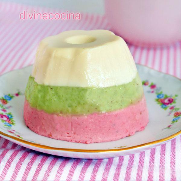 Flan de frutas tricolor 1