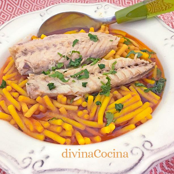 Fideos con caballa 1