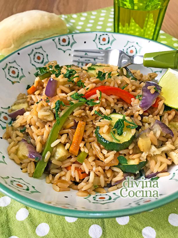 Arroz salteado vegano - Receta de DIVINA COCINA