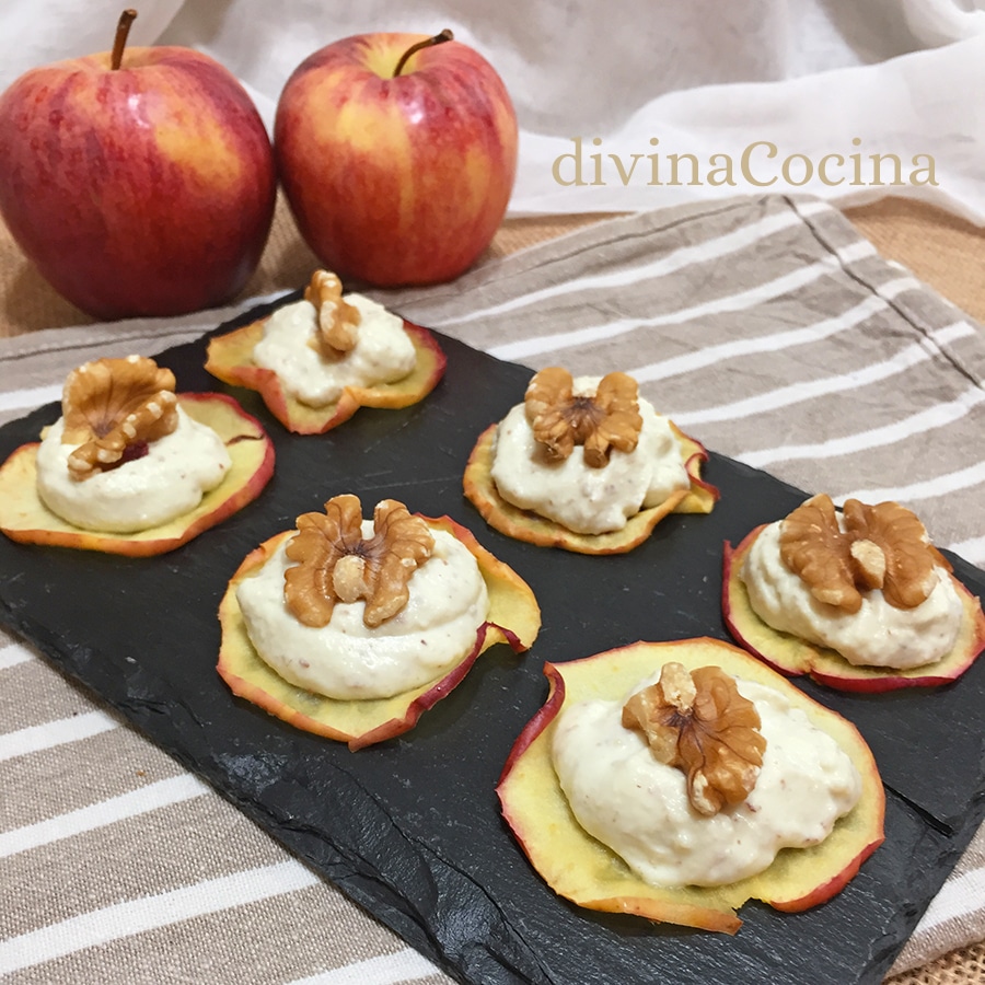 Chips de manzana con queso y nueces 1