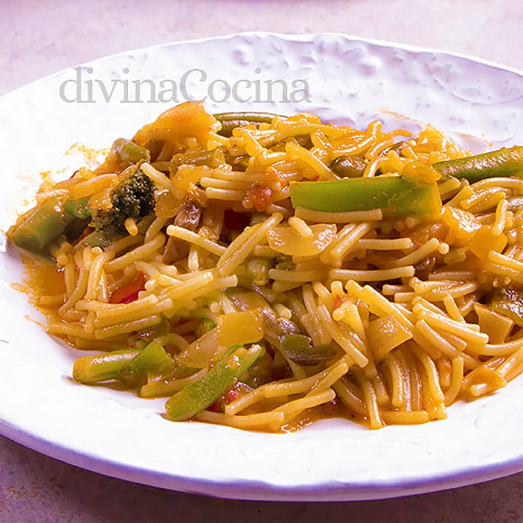 fideos con verduras