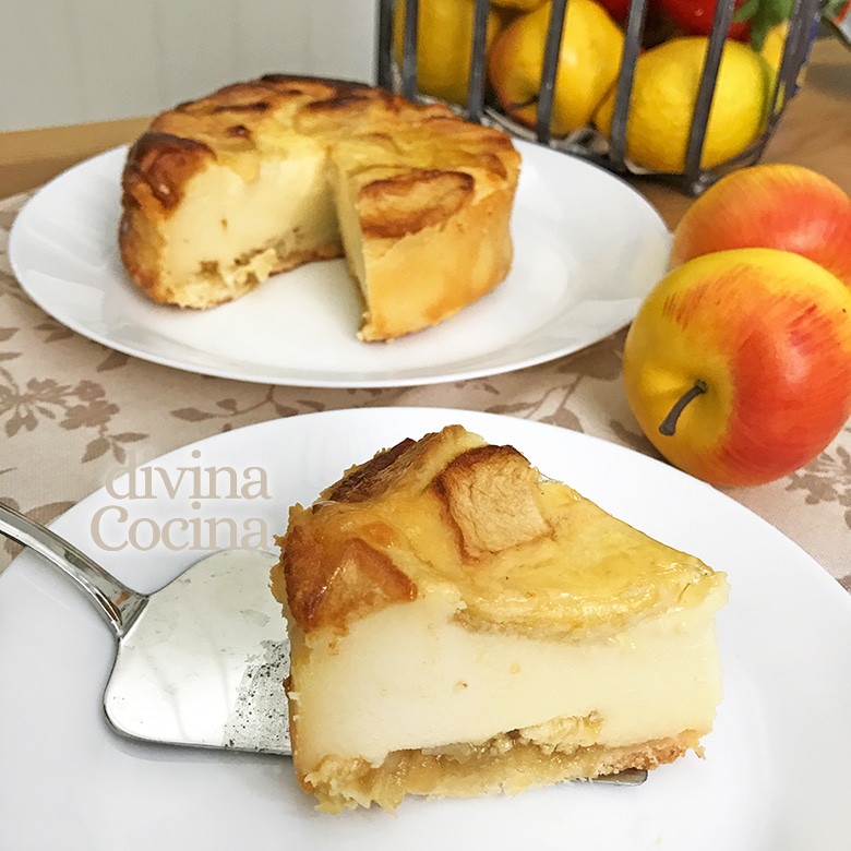 tarta de queso y manzanas
