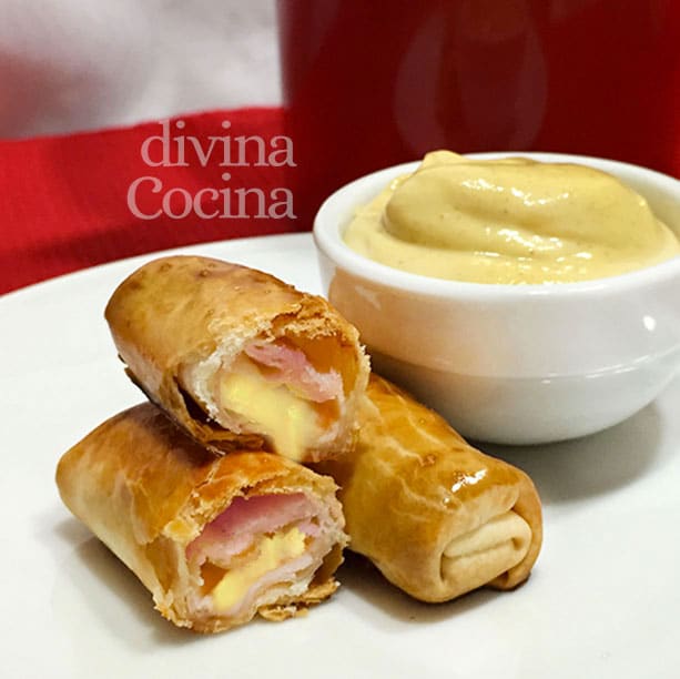 Rollitos de jamón y queso con obleas 1