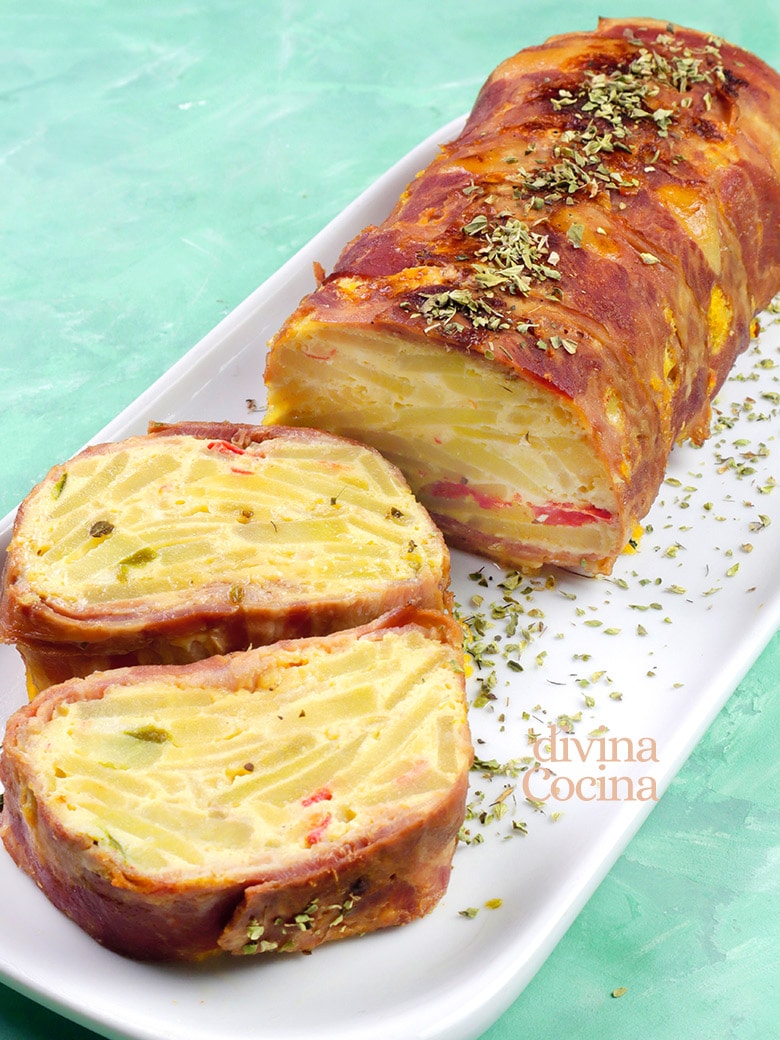 pastel de tortilla de patata bacon