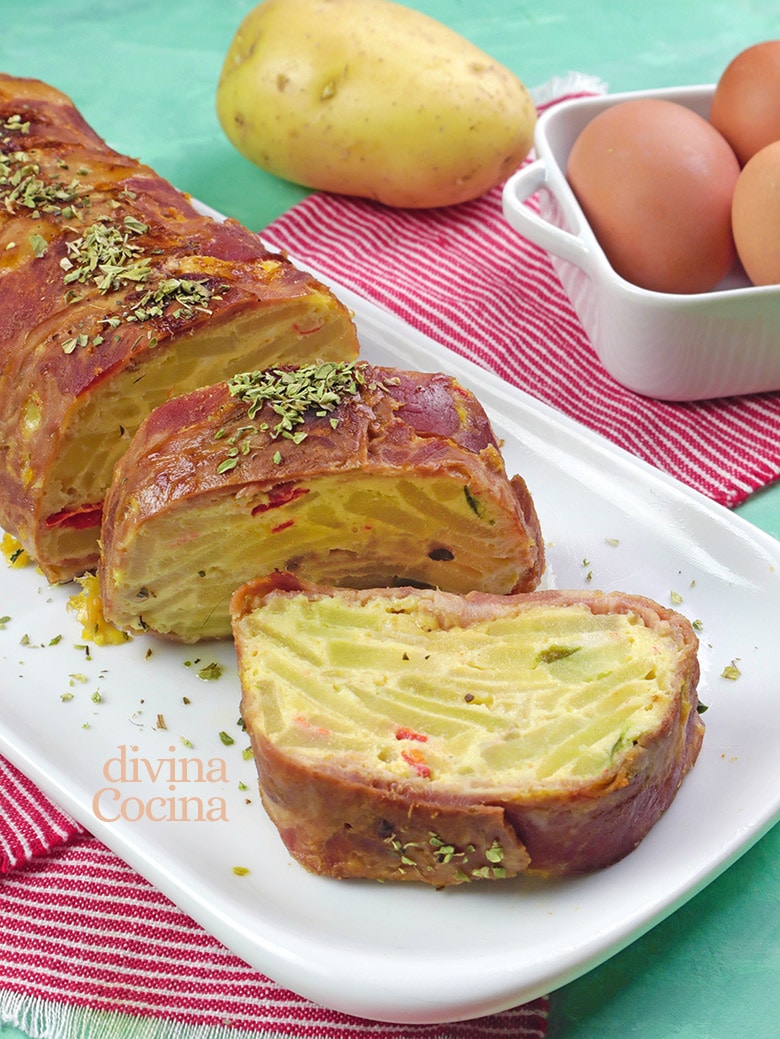 pastel de tortilla de patata bacon