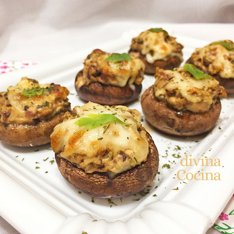 Champiñones rellenos con queso Philadelphia y jamón 1