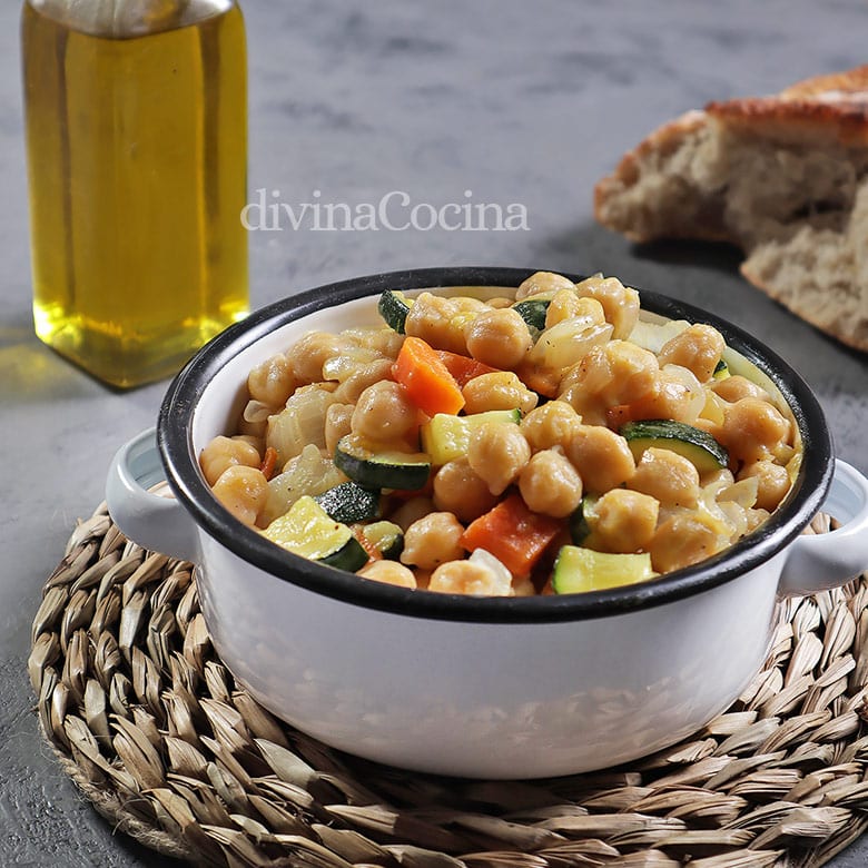 garbanzos salteados con verduras