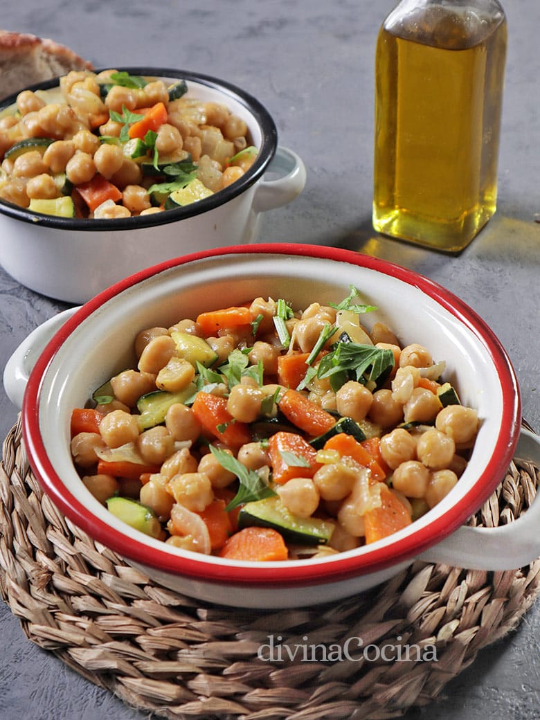 garbanzos salteados con verduras