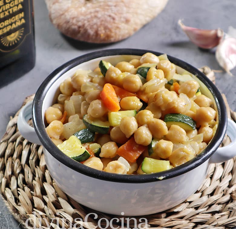 garbanzos salteados con verduras