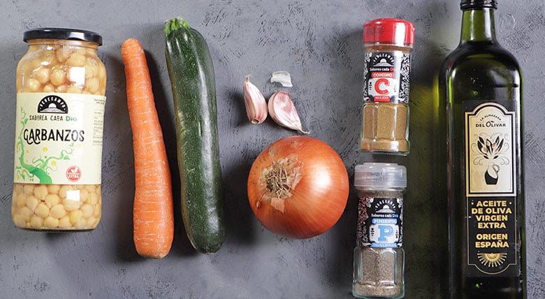 garbanzos salteados con verduras