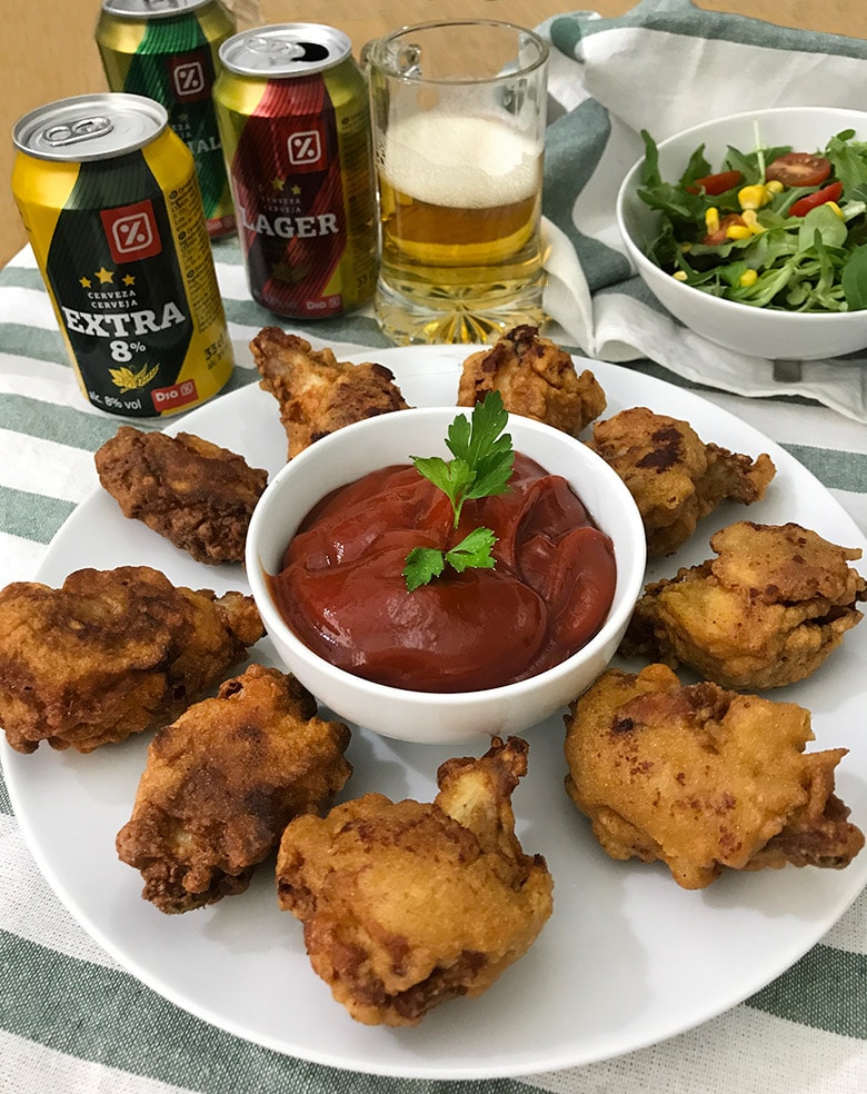 pollo frito crujiente a la cerveza