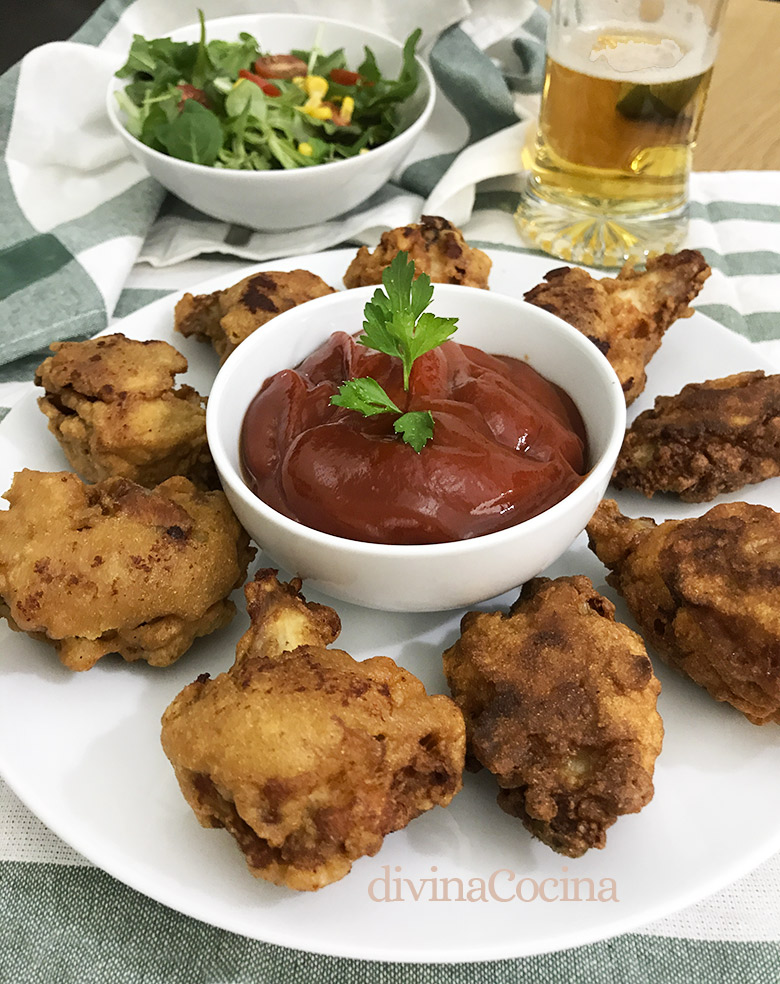 pollo frito crujiente a la cerveza