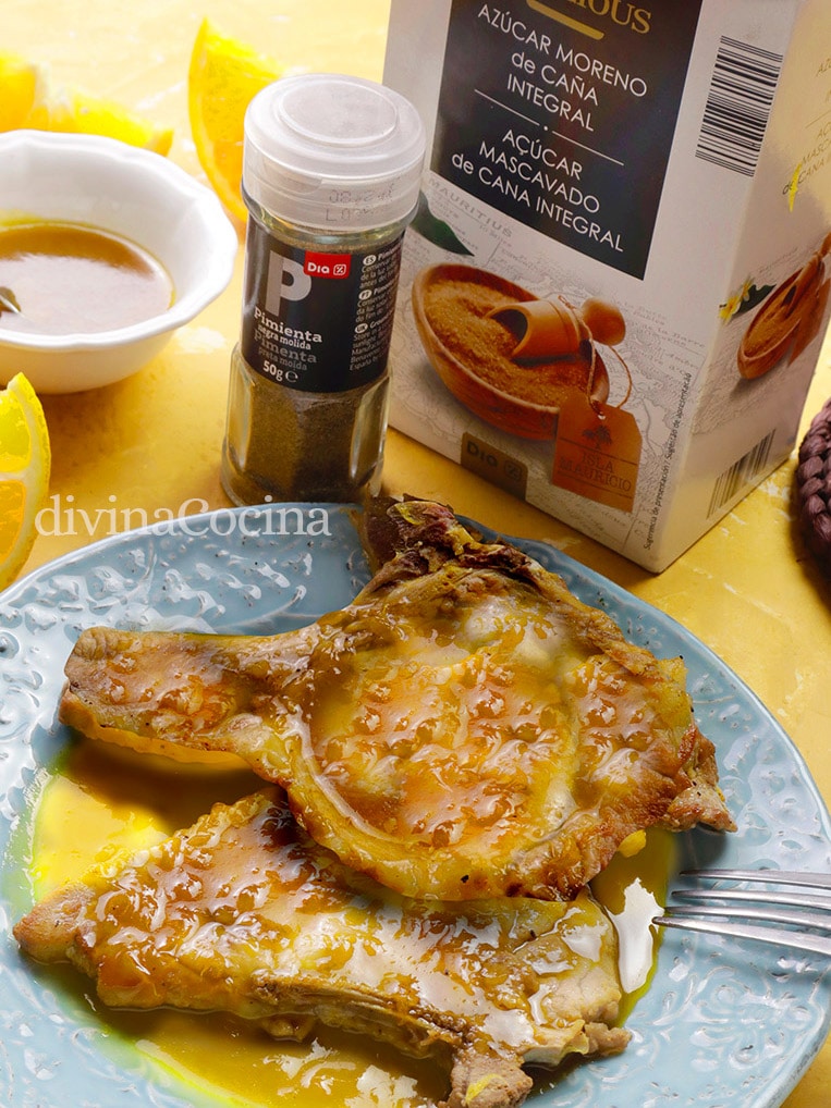 chuletas de cerdo a la naranja