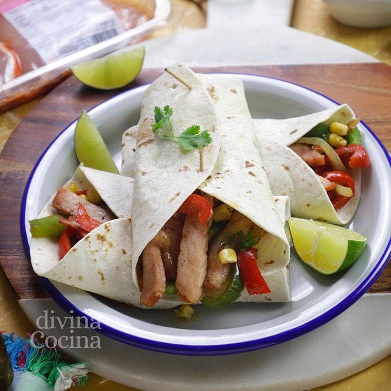 fajitas de lomo con pimientos