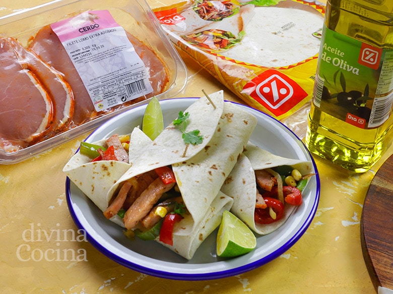 fajitas de lomo con pimientos