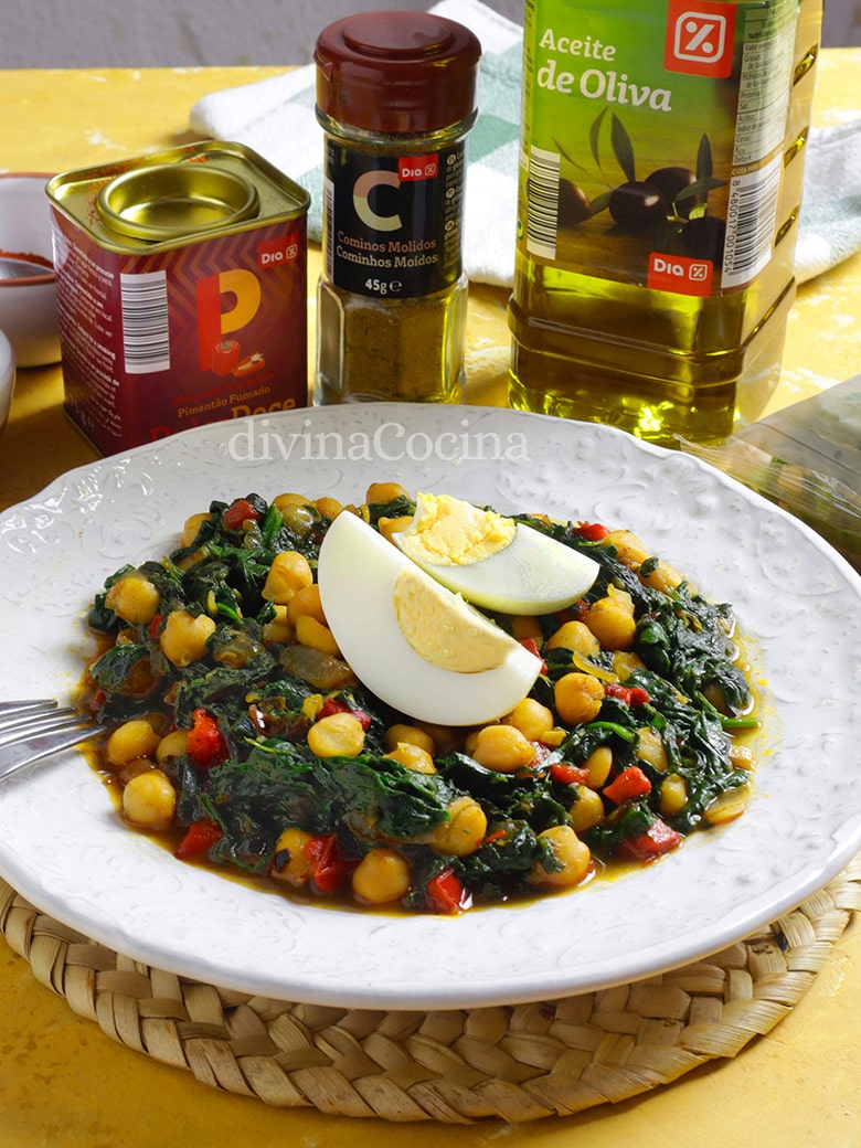 garbanzos con espinacas salteados