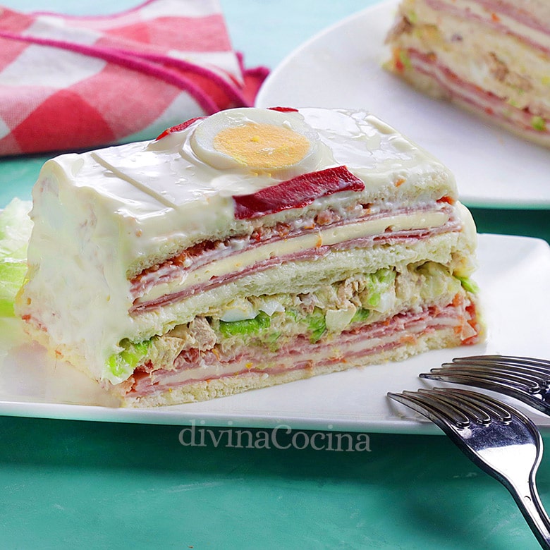 pastel vegetal de pan de molde