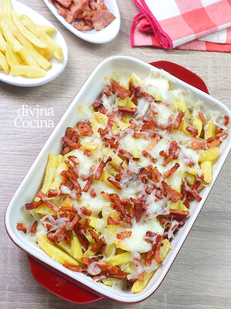 Patatas con Queso y Beicon - Receta de DIVINA COCINA