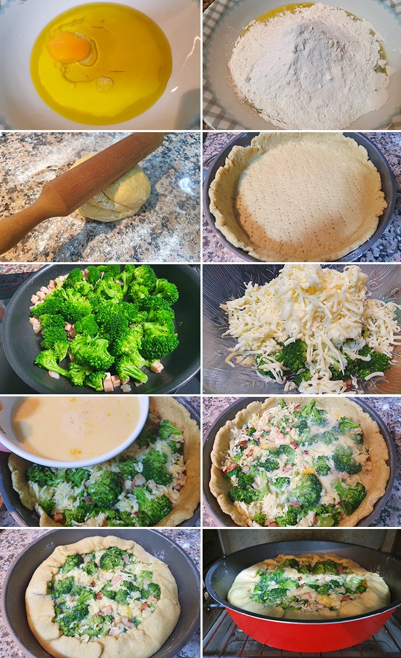 tarta salada de brócoli y queso paso a paso