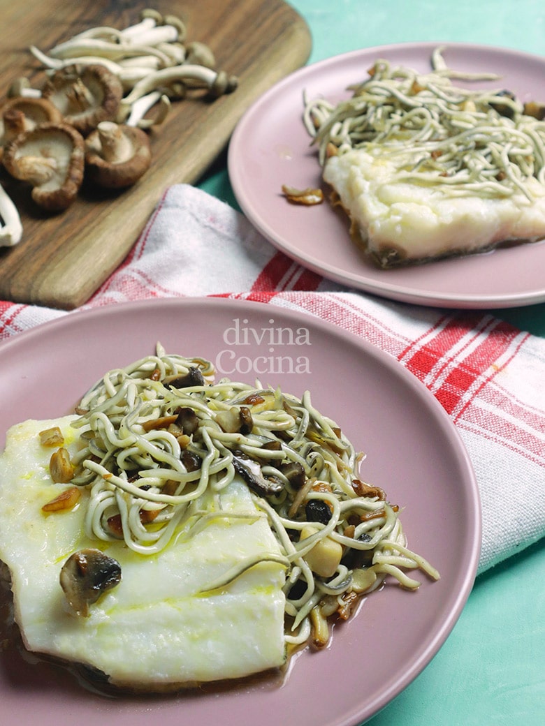 bacalao con gulas y setas