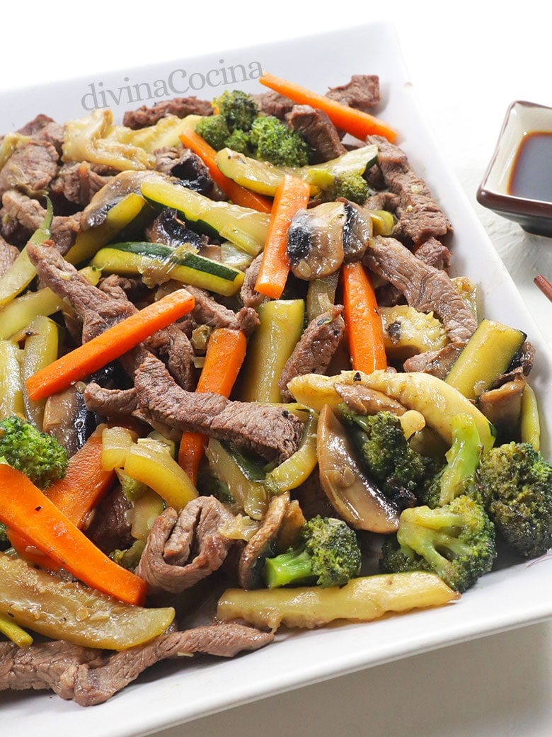 wok de ternera con verduras